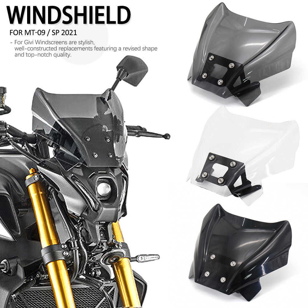 Black windshield/windshield panel suitable for Yamaha MT-09 SP V3 RN69 2021-2023