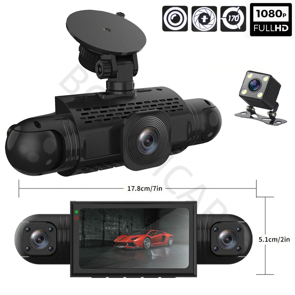 4 Channel Camera Car DVR Dash Cam Video Recorder G-Sensor Night Vision