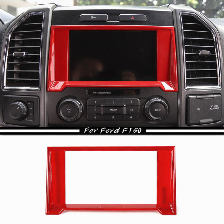 Suitable for 2015-2020 for Ford F-150 F-150 ABS, Red Interior GPS Navigation Cover Frame Trim