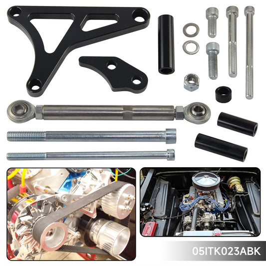 For SB Small Block for Ford 260 289 302 Billet Aluminum Alternator Bracket Kit Black