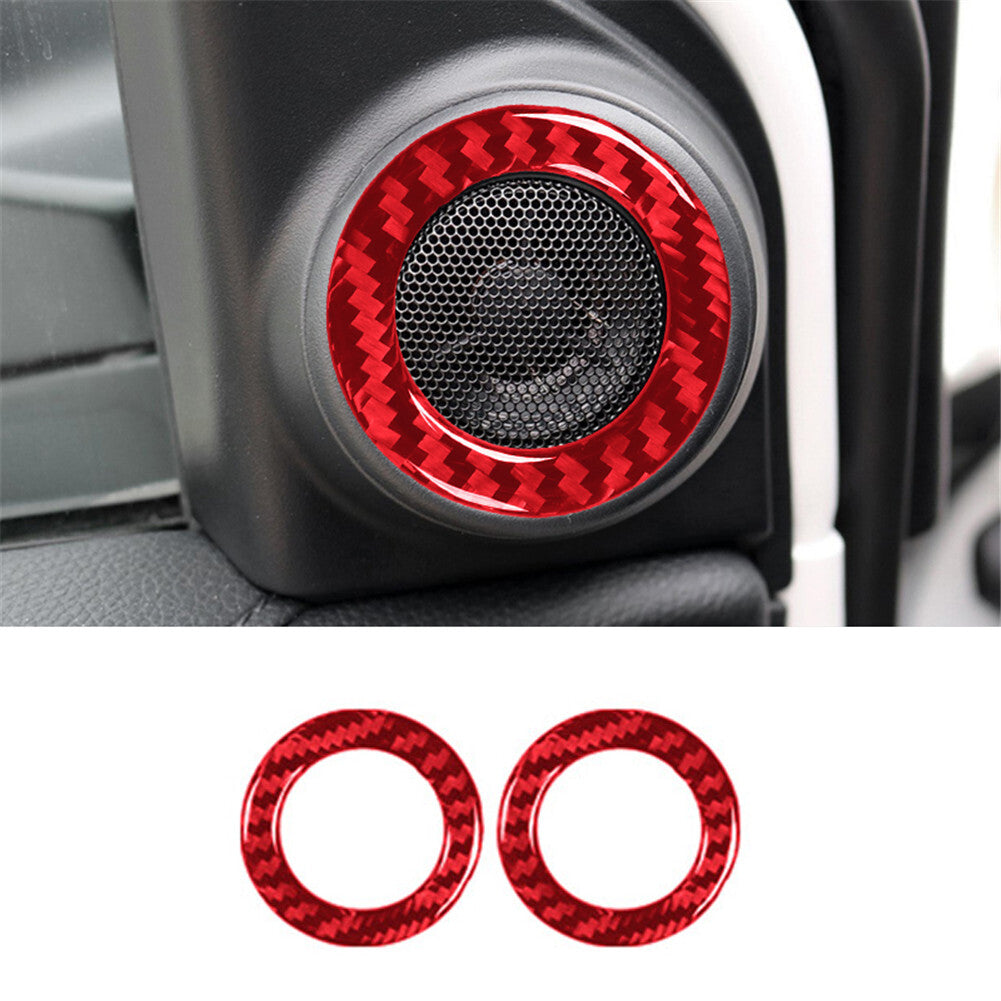 Red Carbon Fiber Interior Front Door Speaker Cover Trim for Honda CR-V 2017-2021