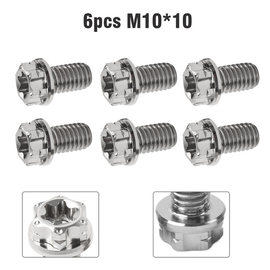 6pcs Bolts Torx Head Flange Screws M10x10mm For Motorcycle Bike
