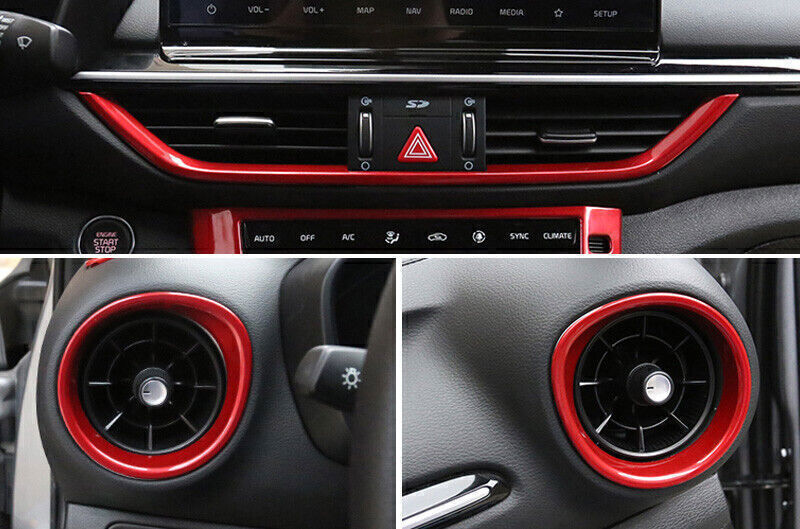 for Kia K3 Forte 2019-2021 Gloss Red Center Console LR Air Outlet Vent Trim 3P