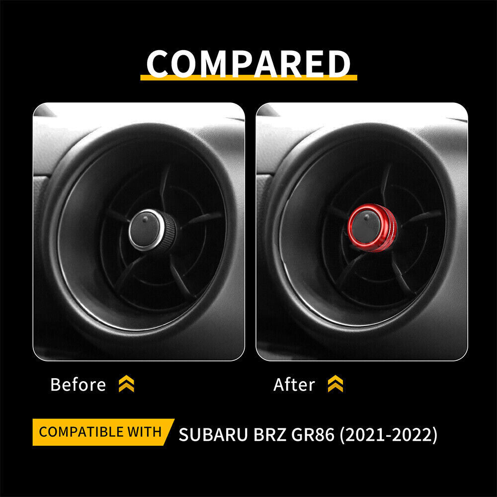 2PCS Red Air Outlet Side Defogger Ring Aluminum for Subaru BRZ GR86 21-23