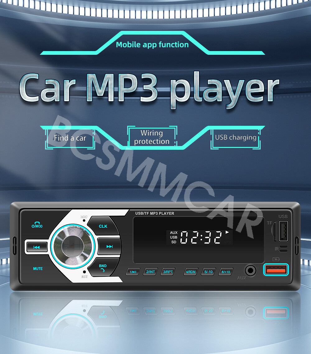 Bluetooth 1 DIN Car Radio Stereo MP3 Audio Player In-Dash AUX Input /FM/USB/RCA