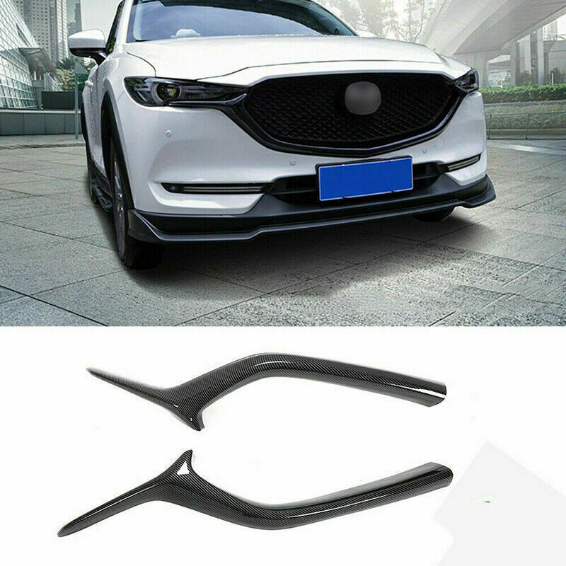 for Mazda CX-5 CX-8 2017-2021 Carbon Fiber Front Grill Grille Strip Cover Trim
