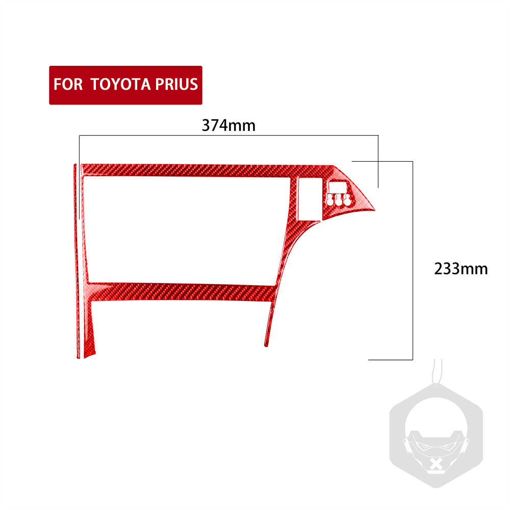 For Toyot@ Prius 2012-15 RHD Radio CD Player Screen Panel Cover Red Carbon Fiber