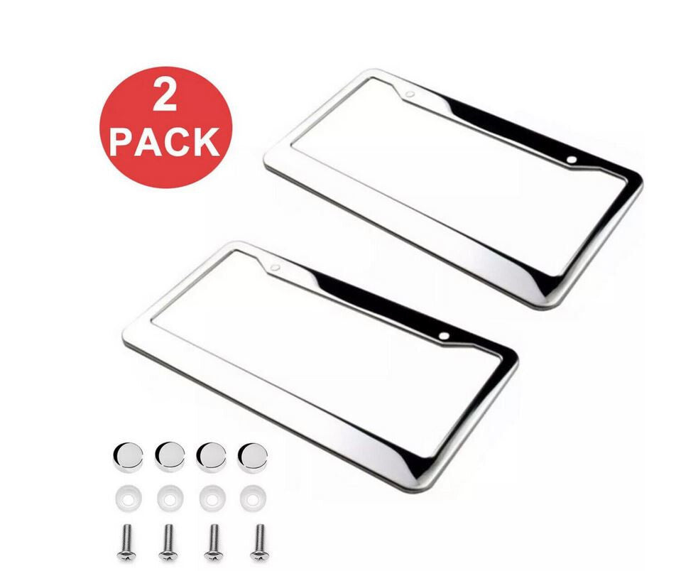 2-piece car license plate frame cover cap rear boot trunk chrome plating for Honda