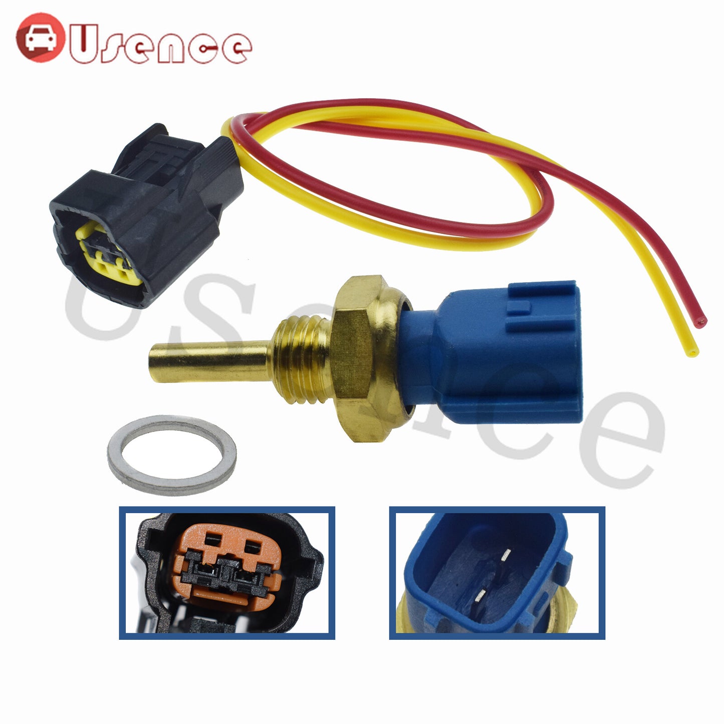 Engine Coolant Temperature Sensor W/ Connector Set for Nissan for Mercury for Infiniti