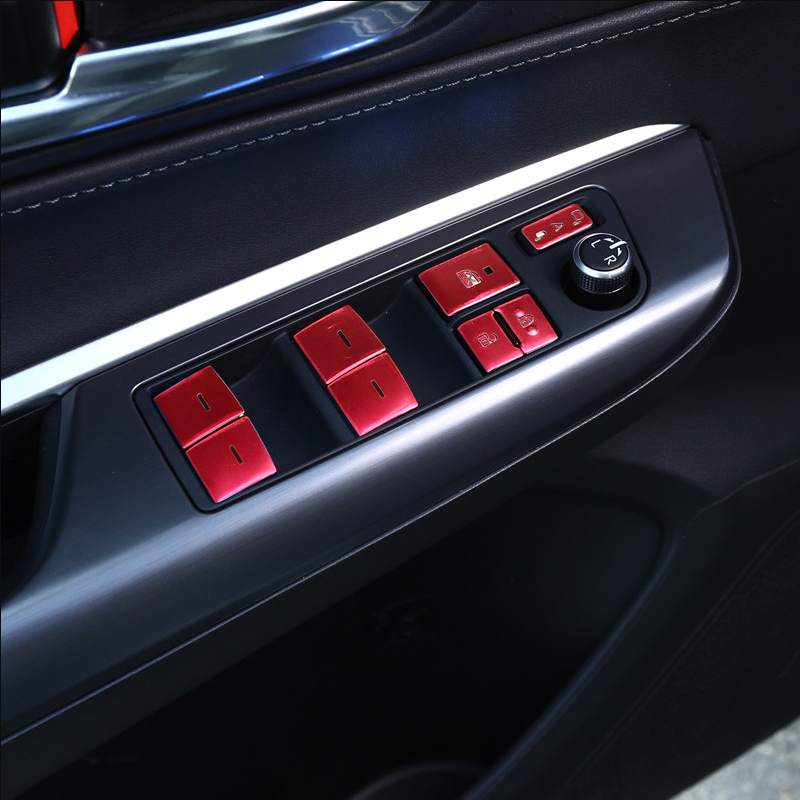Red Alloy Door Window Lift Button Switch Sticker Trim For 2021-2023 for Toyota Venza