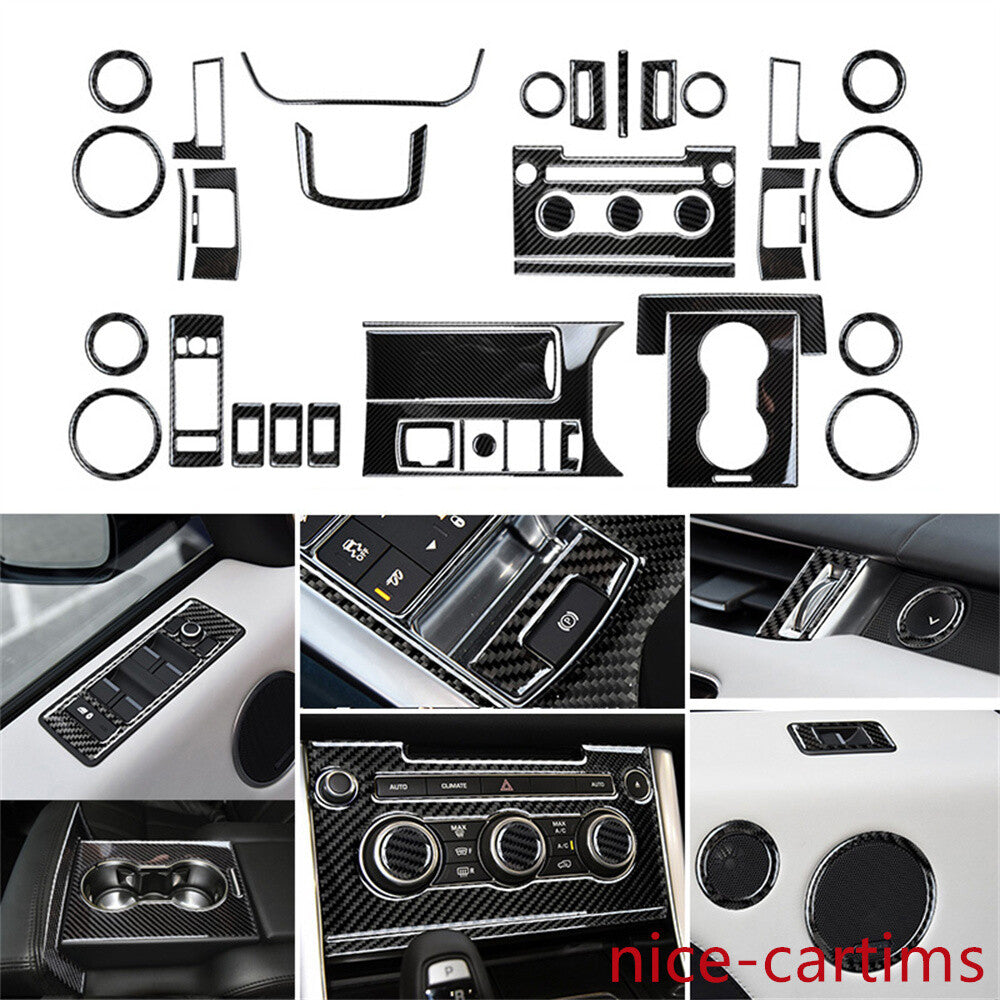 Kit For LR for Range Rover Sport 2014-2017 Interior Full Set Trim 42Pcs Carbon Fiber