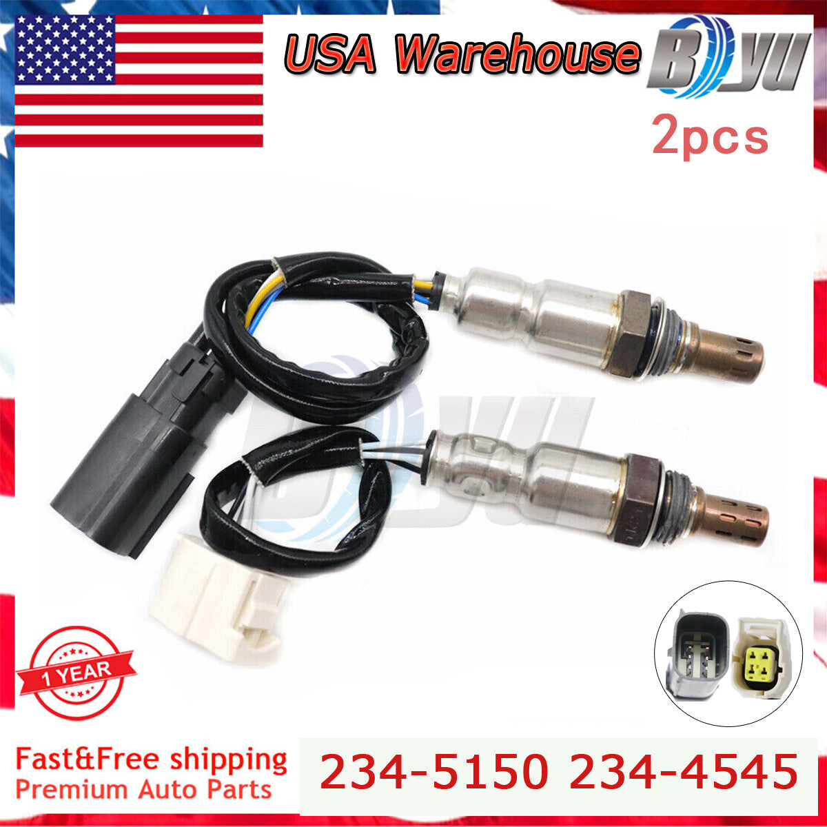 2X New Up+Downstream New Oxygen O2 Sensors For 2014-2019 for Jeep Cherokee 2.4L