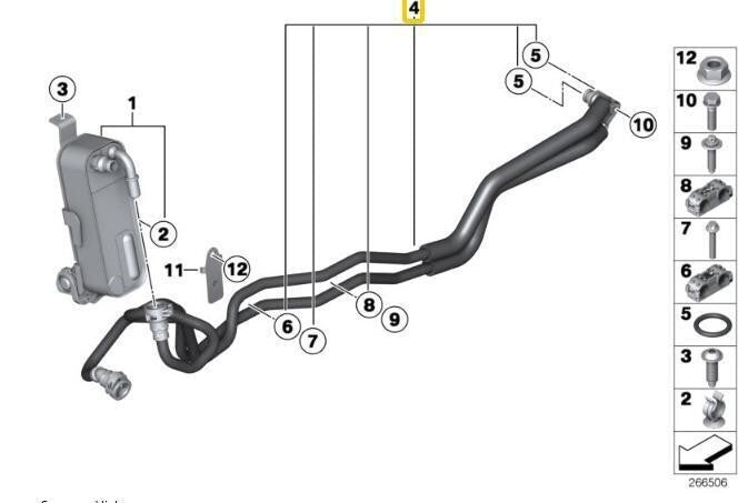 1-pack transmission oil cooler hose 17227604979 Suitable for BMW F20 F30 F21