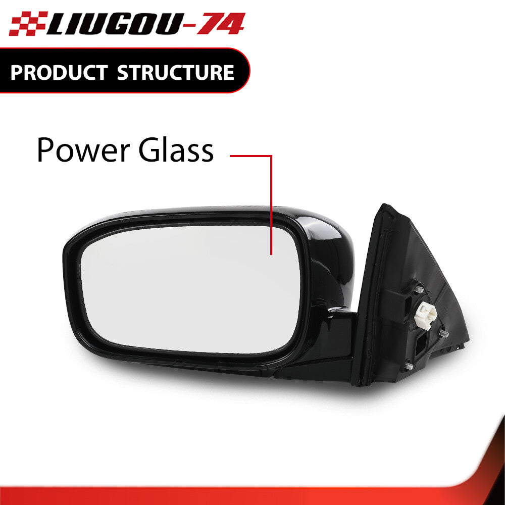 Front power mirror suitable for Honda Accord sedans 2003-2007, driver's side gloss black.
