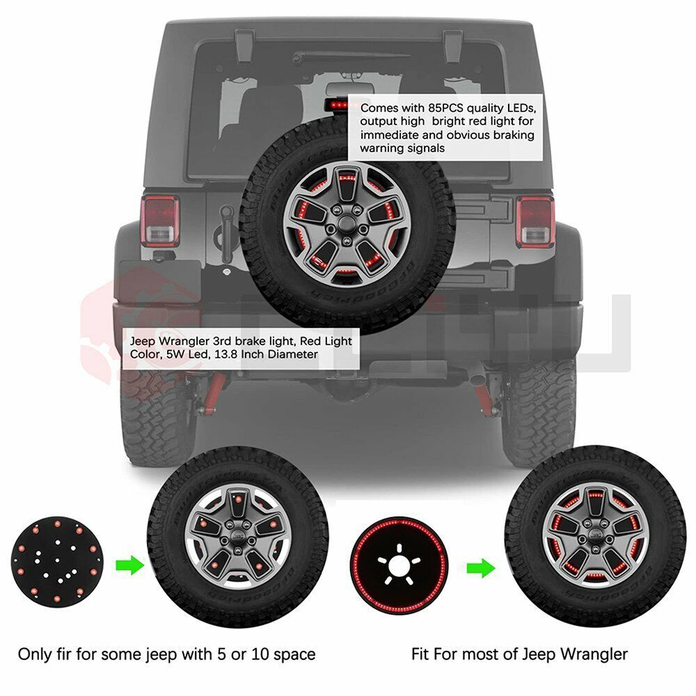 CCIYU Spare Tire Brake Light Tail Light for Jeep for Wrangler 86-2019 LED 3rd Lamp