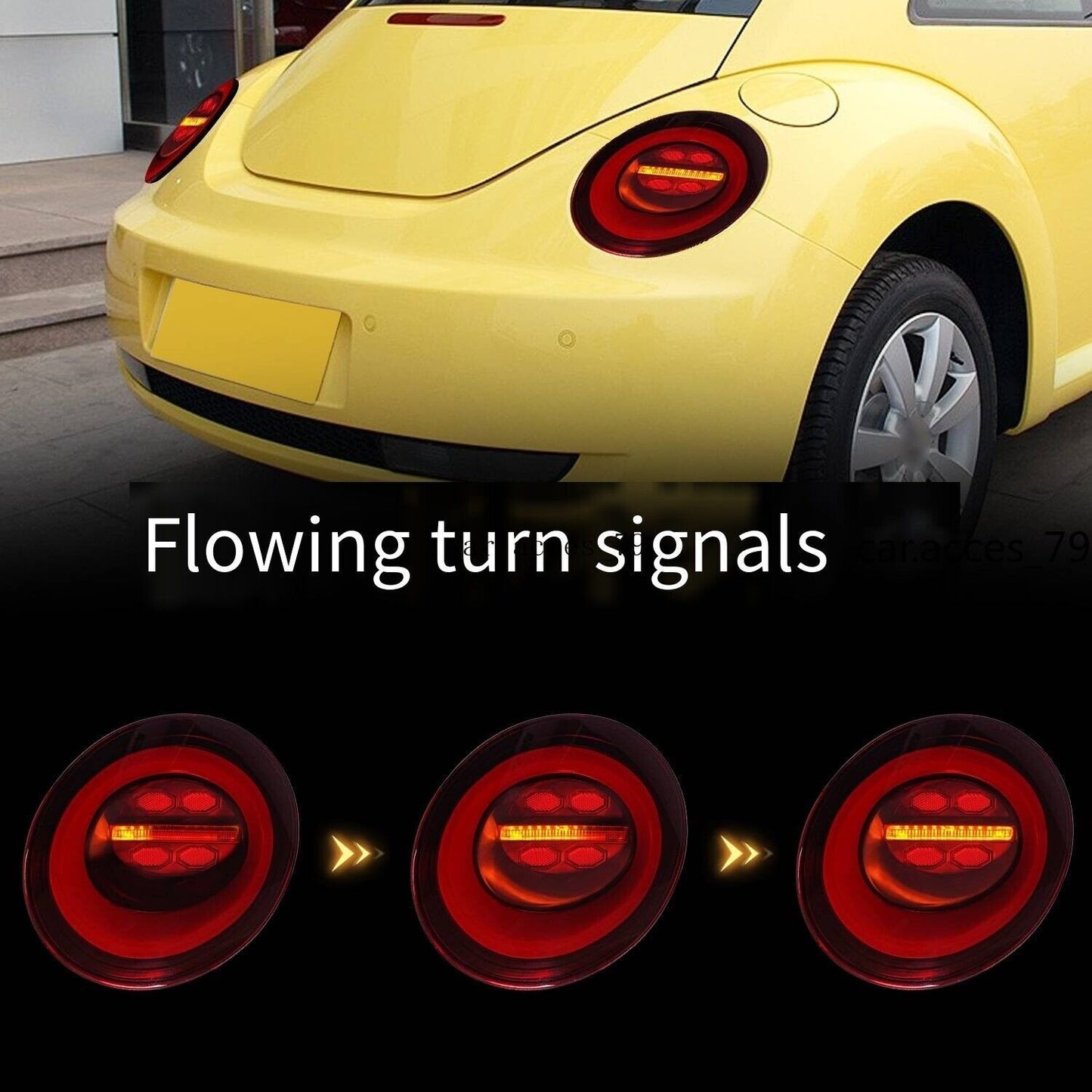 A pair of LED taillights with sequential turn signal taillights are suitable for the Beetle 2006-2012.