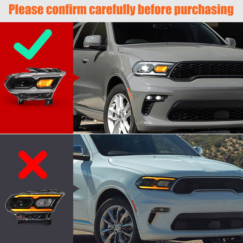For 2021-2024 for Dodge Durango w/Halogen Turn Signal LED Headlight Passenger Right