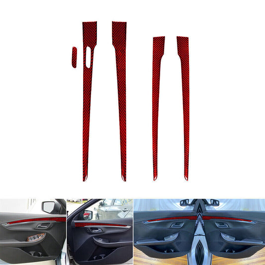 Red Carbon Fiber Interior Rear Front Door Cover Trim for Chevy Impala 2014-2020