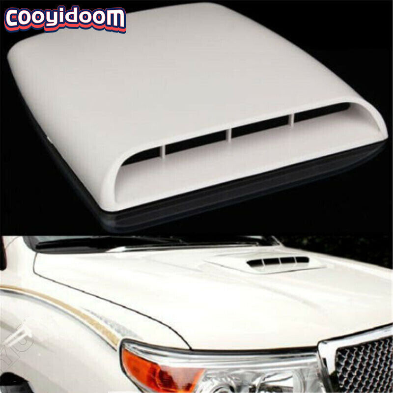White ABS Air Flow Intake Hood Scoop Vent Bonnet Decorative Cover Universal