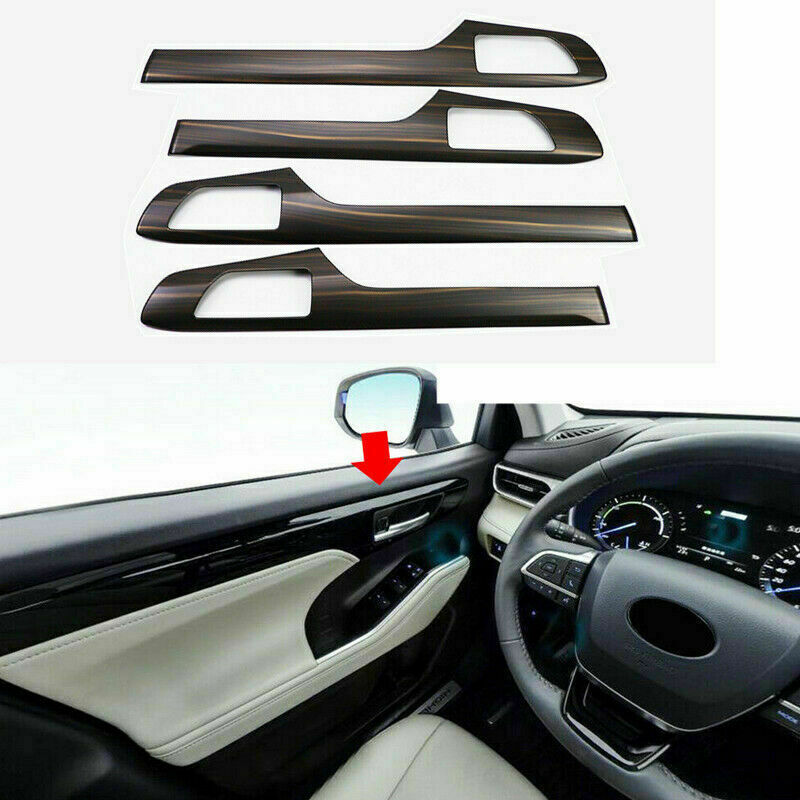 Wood Grain Inner Door Molding Trim Strip Cover for Toyota Highlander 2020-2023