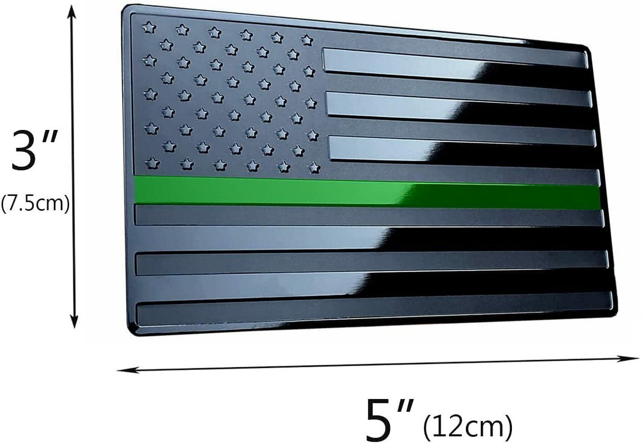 2-Piece Car Side Fender Rear Trunk Badge Stickers American Flag Black and Green  for ford