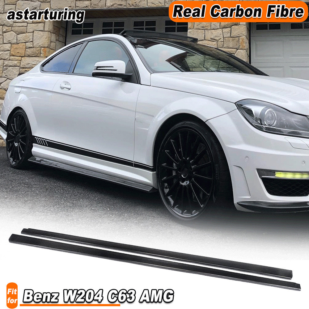 Fit for Mercedes-Benz W204 C63 08-15 Carbon Fiber Side Skirts Extensions Lip