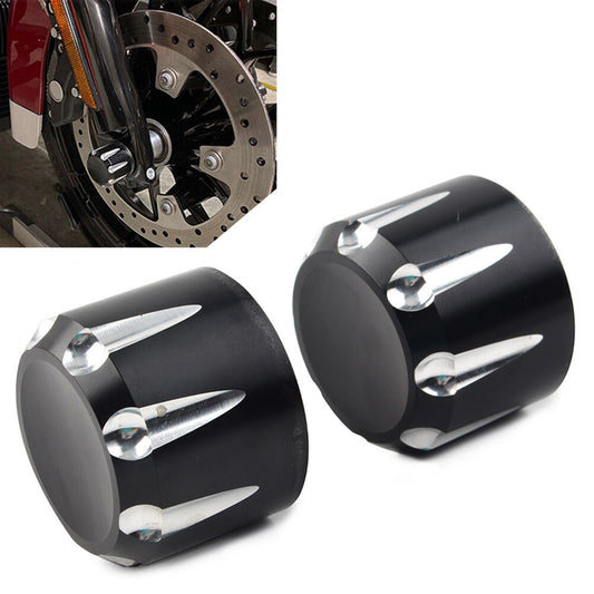 CNC Front Axle Cap Nut Covers for Harley Touring Road King Electra Glide Black