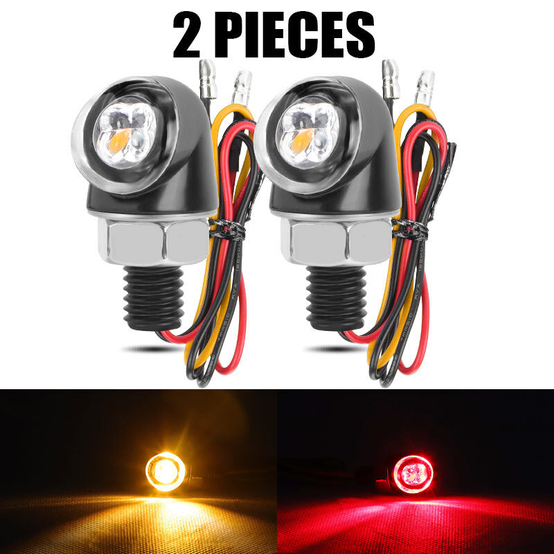 2X LED Rear Motorcycle for Mini Turn Signal Indicator Brake Light Lamp 12V Red/Amber