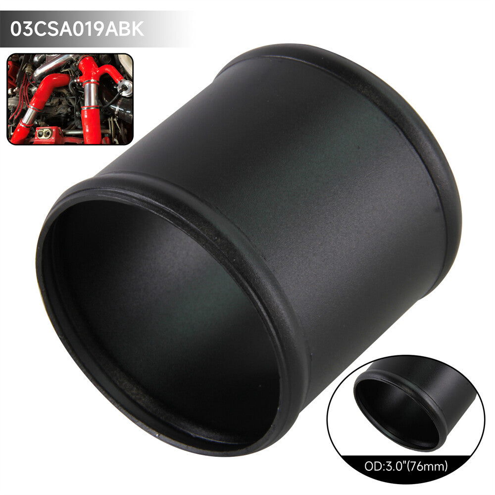 Aluminum Hose Adapter Tube Joiner Pipe Coupler Connector 76mm 3 Inch Black