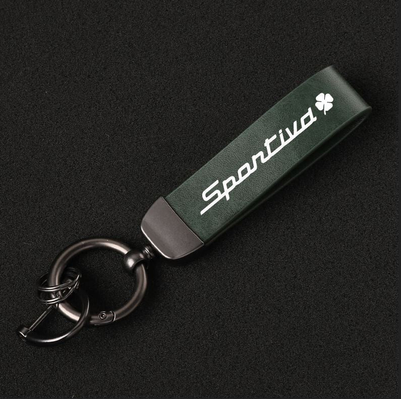 Suitable for Alfa Romeo MITO car keychains/rings, dark brown leather horseshoe buckles.