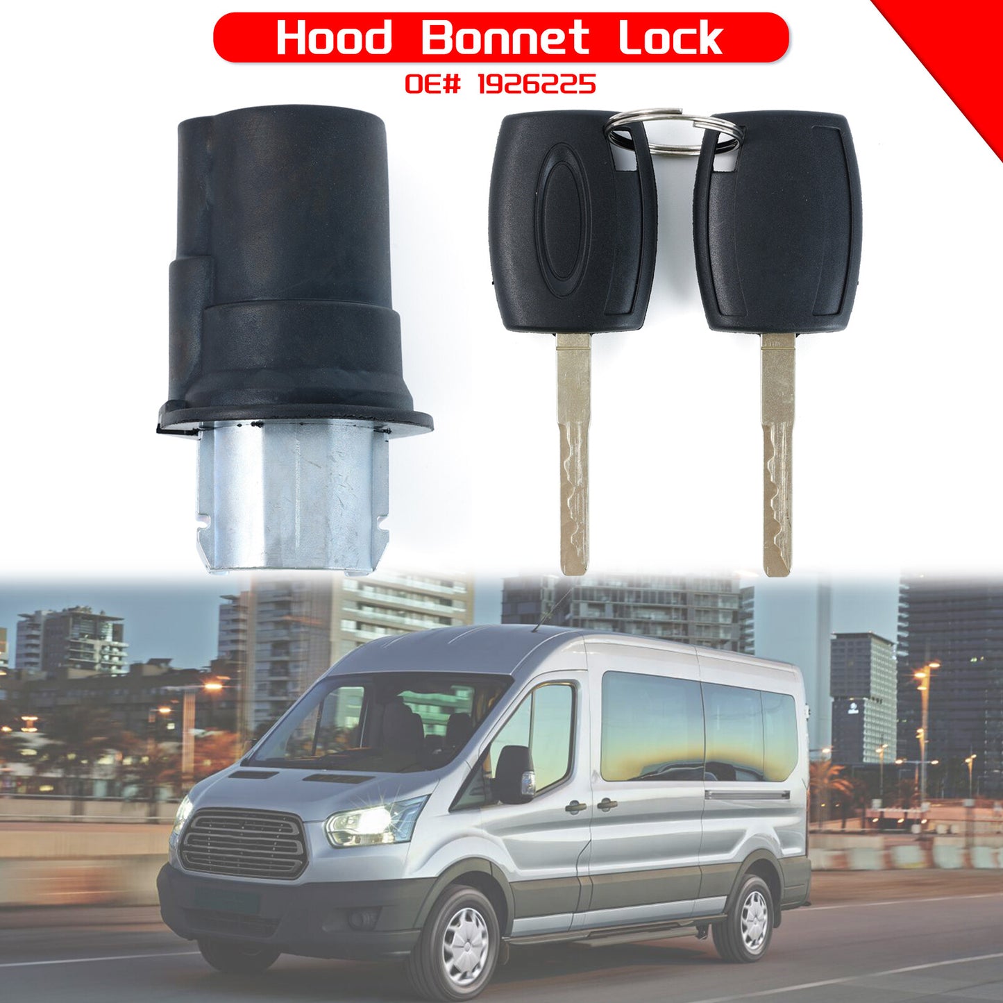 Car Engine Bonnet Lock Release For Tourneo Custom Transit MK8 With 2 Key 1926225