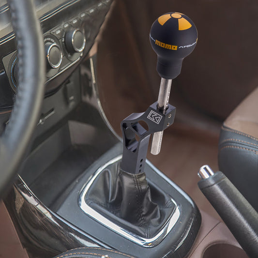 Car Aluminium Adjustable Height Lever Extension For Shift Knob Black w/ Adapter