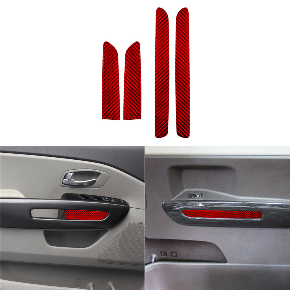 4X Red Carbon Fiber Door Handle Inner Panel Trim Cover for KIA Sedona 2015-2016