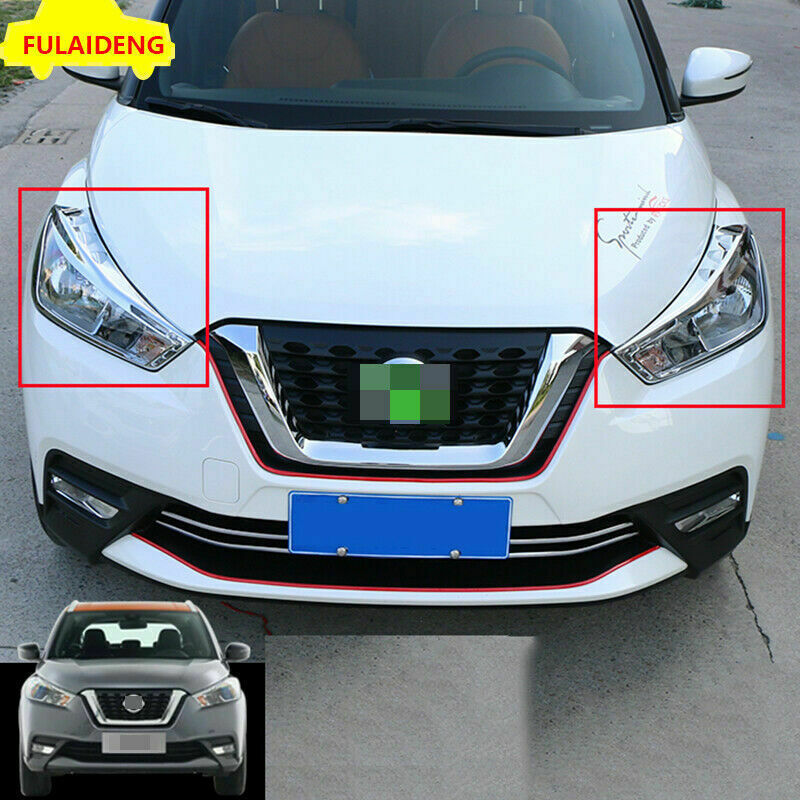 for Nissan Kicks 2017-2020 ABS Chrome Front Car Head Light Lamp Cover Trim Frame