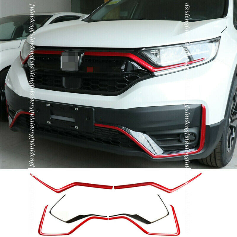 6X Red Front Bumper Grille Grill Molding Trim Strip for Honda CR-V CRV 2020-2022