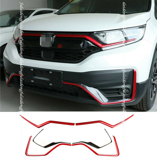 6X Red Front Bumper Grille Grill Molding Trim Strip for Honda CR-V CRV 2020-2022