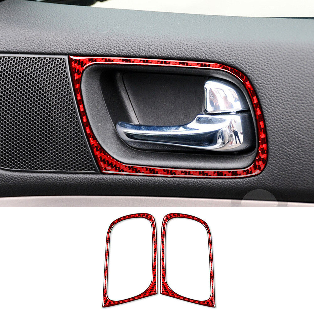 Red Carbon Fiber Interior Door Handle Ring Cover for Infiniti G37 2-Door 2010-13