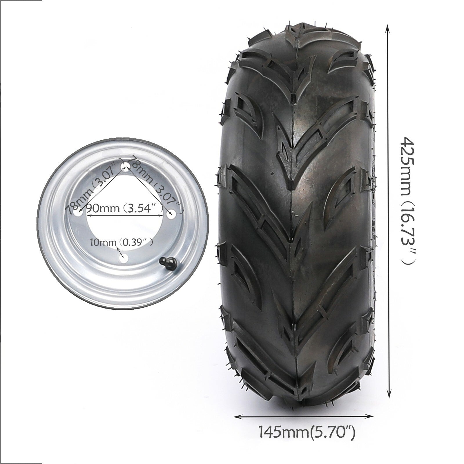 2pcs 7 inch 16x8-7 Tyre w/ 4 Stud Wheel Rim 110cc 125cc 150cc ATV Quad Go Kart