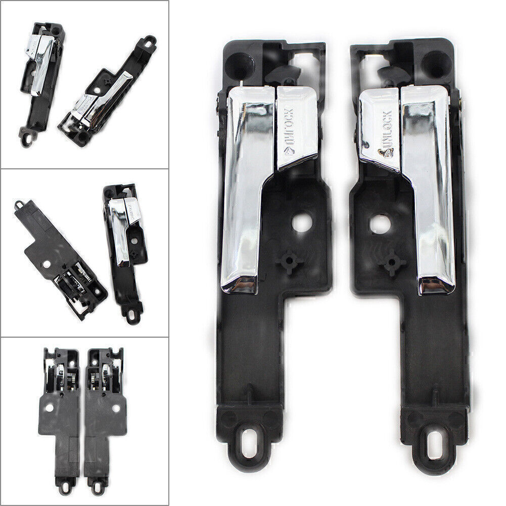A pair of chrome-plated front left and right interior door handles for 2006-2012 for Ford Fusion models.