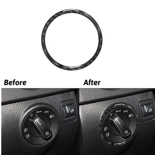 Carbon Fiber Head Lights Switch Ring Trim Cover for Volkswagen for Tiguan 2013-2017