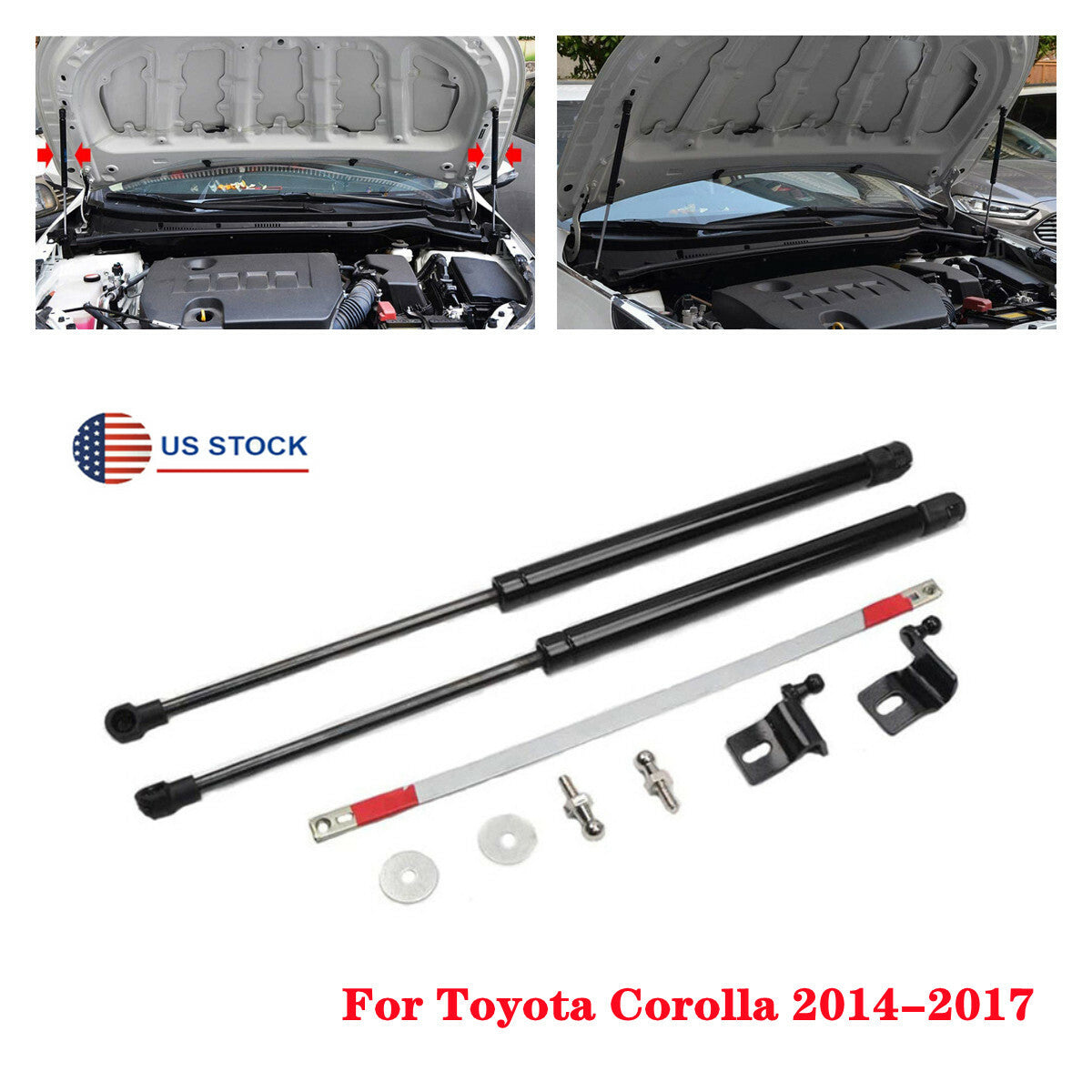 2 Pcs Engine Hood Lift Support Shock Strut Damper Black For 14-17 for Toyota for Corolla