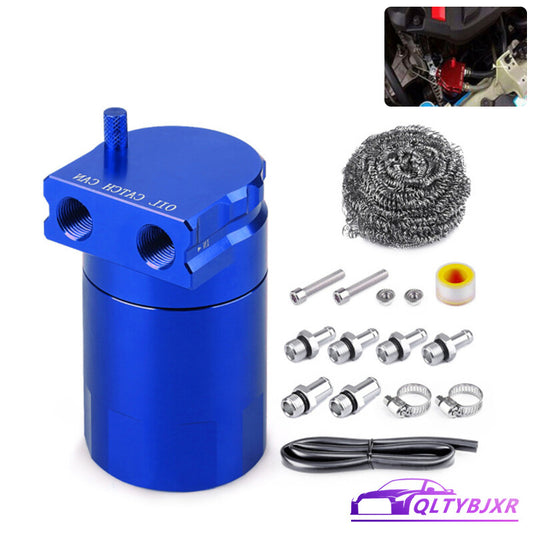 Oil Catch Can 300ml Breather Aluminum Alloy Polish Baffled Reservoir Tank Blue