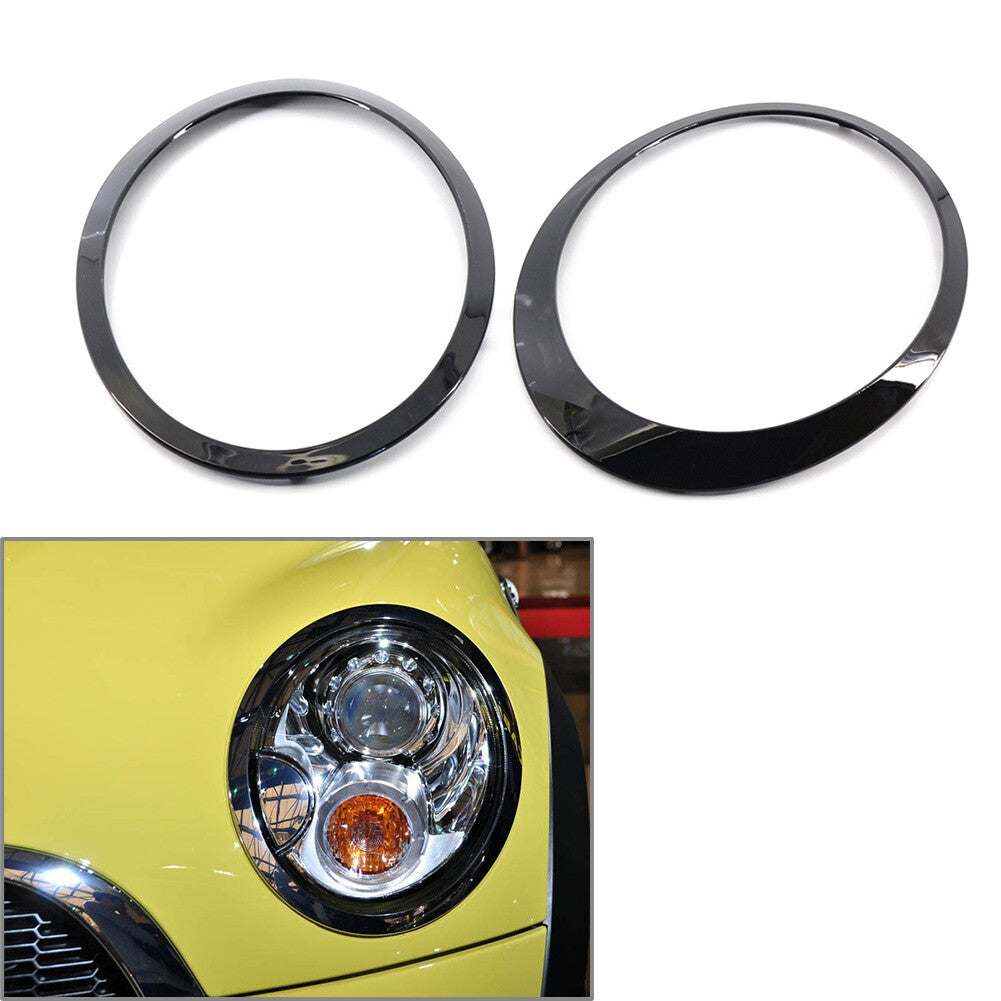1 Pair Glossy Black Headlight Trim Ring for Mini Cooper R55 R56 R57 R58 R59