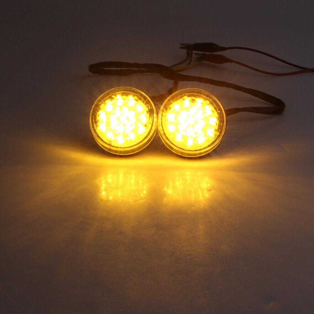 2x LED Motorcycle Round Smoke Turn Signal Indicator Blinker Light Lamp Amber