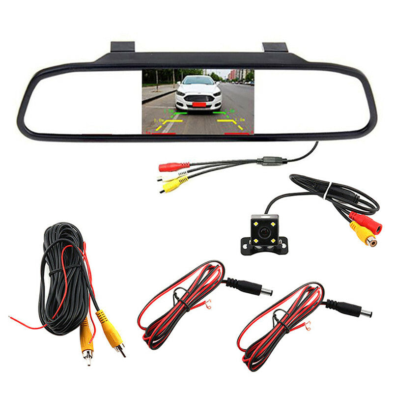 Car Rear View Mirror 4.3 In Monitor Backup Camera CCD Video Parking Assistance