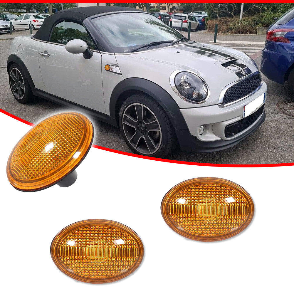 Suitable for 07-15 for Mini Cooper R55 R56 R57 R58 R59. Yellow amber lens side marker light 2X