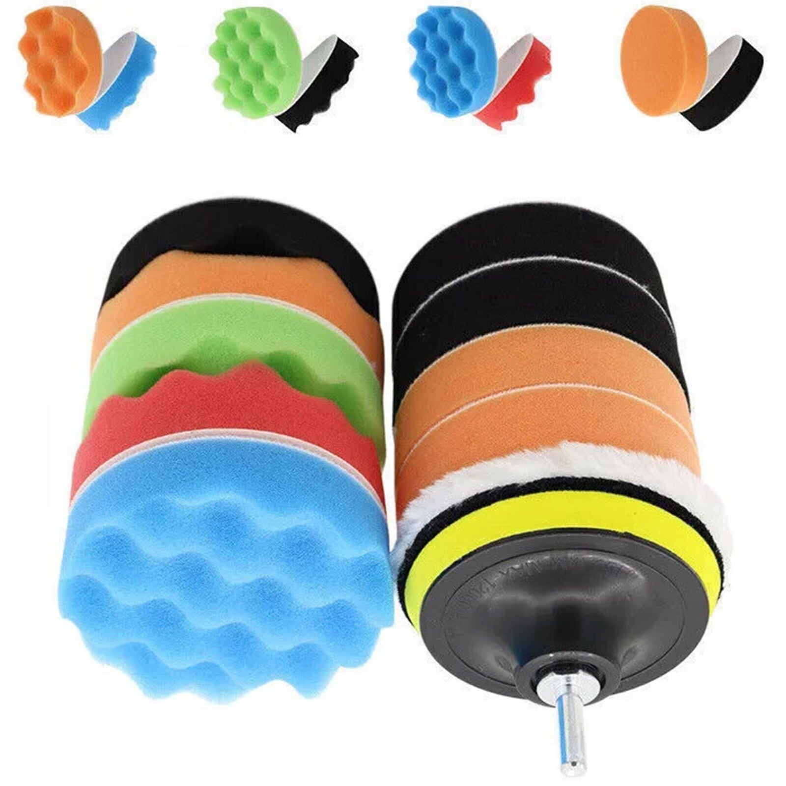 12-Piece 5-inch Car Polishing Pad Polishing Sponge Buffer Set Waxing Foam Polishing Machine Kit