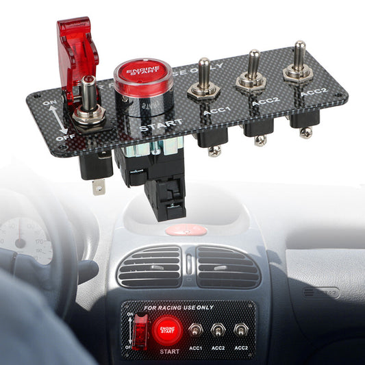 Car Carbon Fiber Panel Ignition Panel Switches Engine Start Push Toggle Button