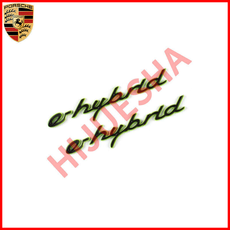 5PCS E-hybrid Glossy Black Letter Badge Emblem Green Base for Panamera 4S