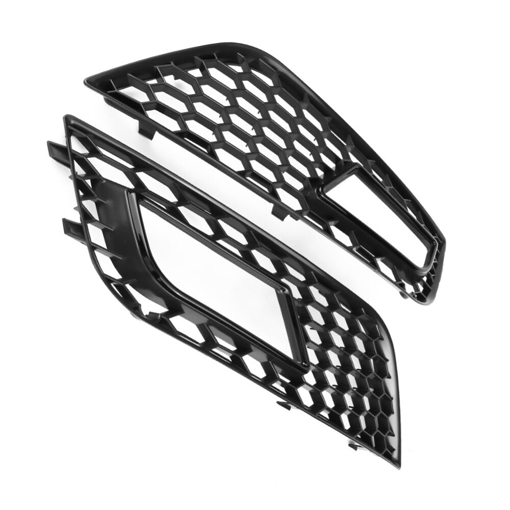 2-Piece Front Bumper Fog Light Grille Cover Trim for 2013-2016 for Audi A4 B8.5 RS